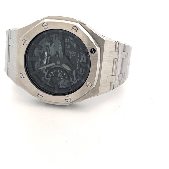 Other - Casio G-SHOCK GA-2100 Casioak Stainless Steel Camouflage Custom Royal Watch